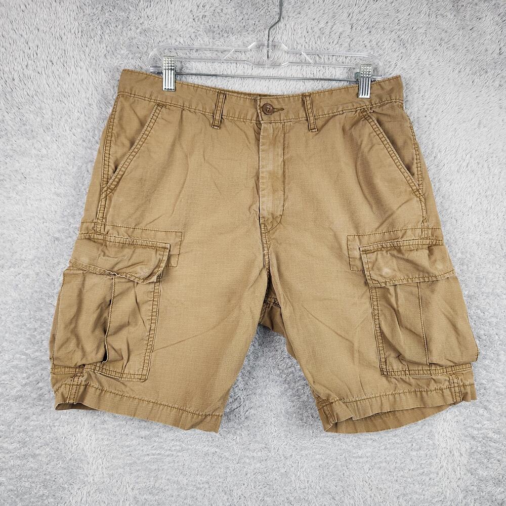 Levis Cargo Shorts Mens 36 Beige Canvas Utility Pockets Relaxed Outdoor Ripstop